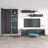100" Modern Floating Wall Mounted Entertainment Center with 16-Color LED Lighting, High Gloss Finish-1934809173