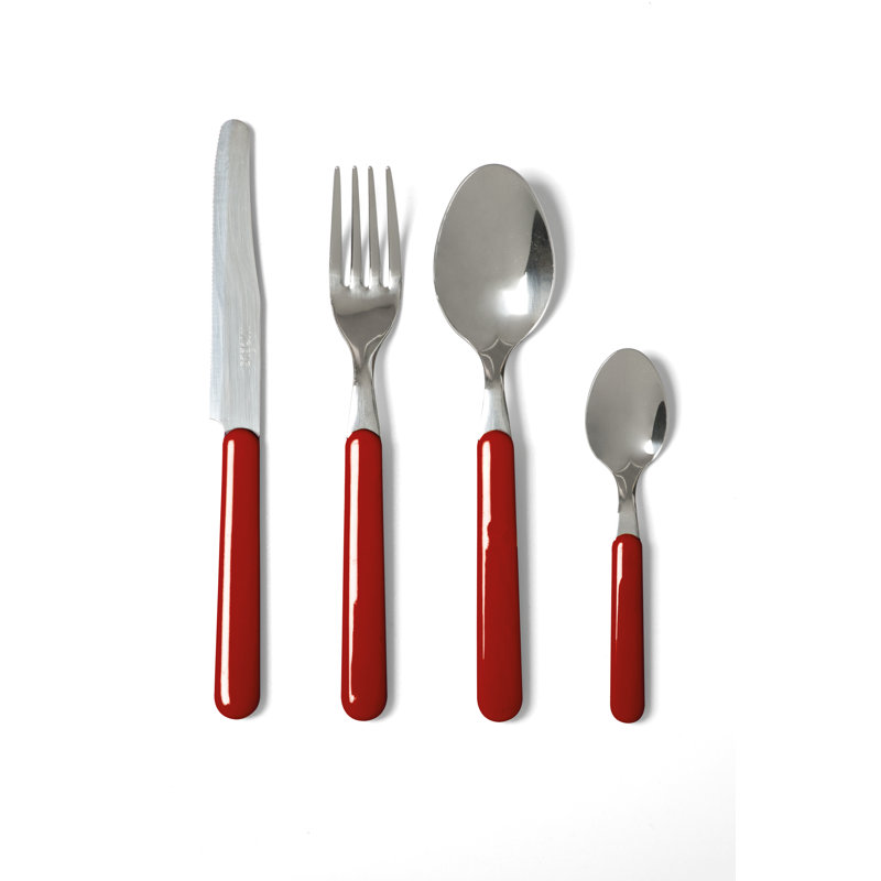 Passione Colore Fashion 24-Piece Cutlery Set, Red