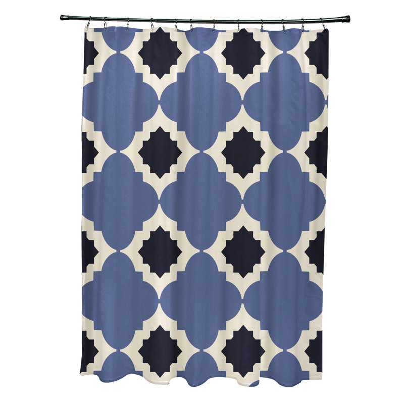 Rideau de douche simple à motif floral Nikhil, Bleu marine