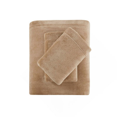 4 PCS Full Micro Plush Sheet Set Taupe