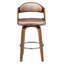 Tabouret de comptoir Mid-Century en métal doré rose avec bois courbé et similicuir