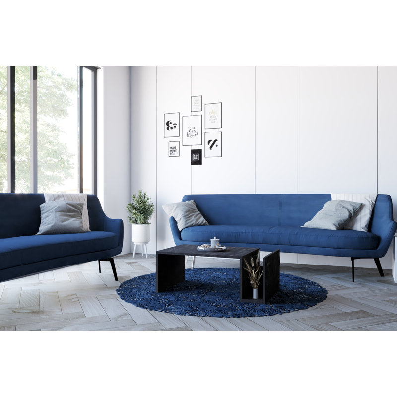 Modern Coffee Table with Lower Shelf, Anthracite, 34.2 x 12.8 x 19.7 inches | 100% Melamine Coated Particle Board, Thickness: 0.7 inches | Wall-Mountable, Industrial Design for Contemporary Living Spaces