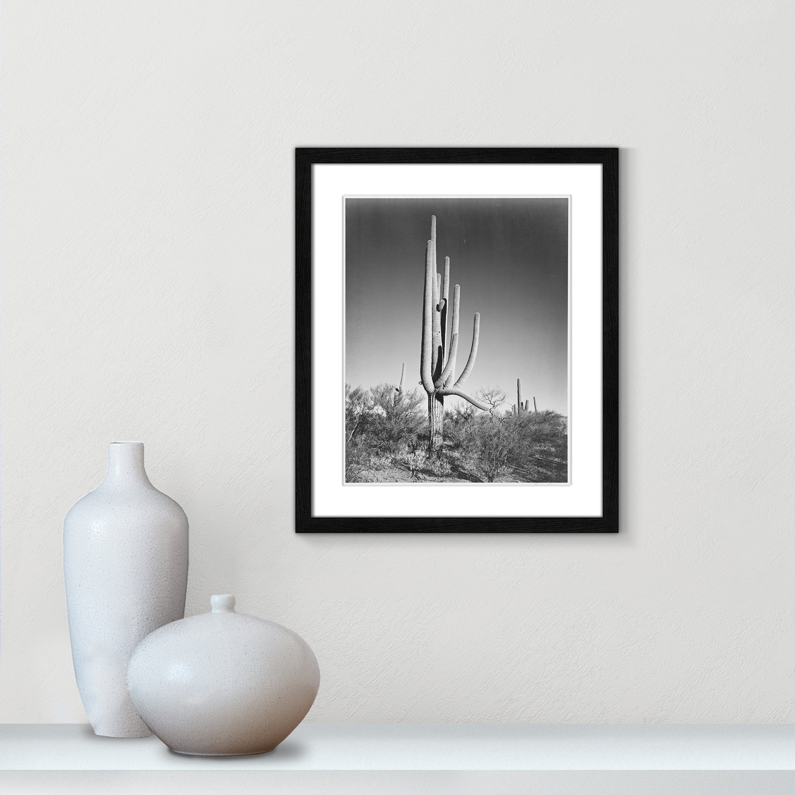 Saguaro National Monument Print by Ansel Adams, Black, 19" H x 16" W x 0.75" D