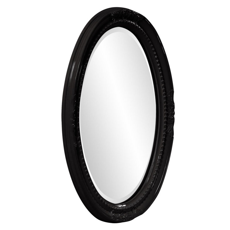 Traditional Beveled Wall and Accent Mirror, Glossy Black