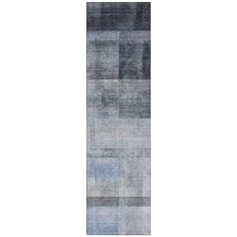 HomeRoots 8' Gray Ombre Washable Indoor Outdoor Runner Rug
