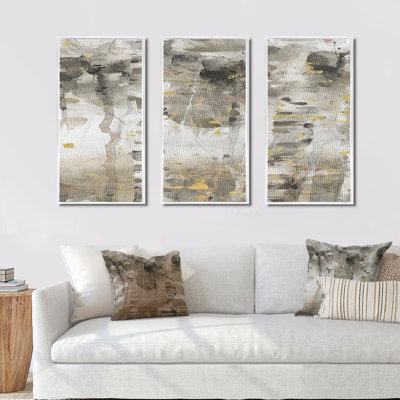 The Modern Gray Forest I - Farmhouse, ensemble d'art mural sur toile encadrée, par 3