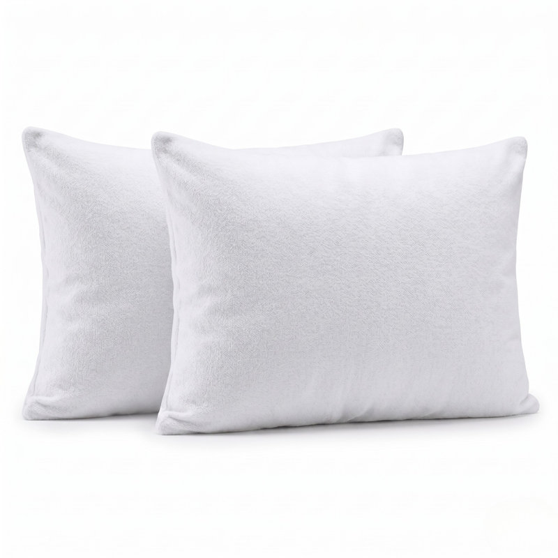 Premium Cotton Terry Cloth Pillow Protector - Waterproof, Hypoallergenic & Pest Resistant, Standard/Queen