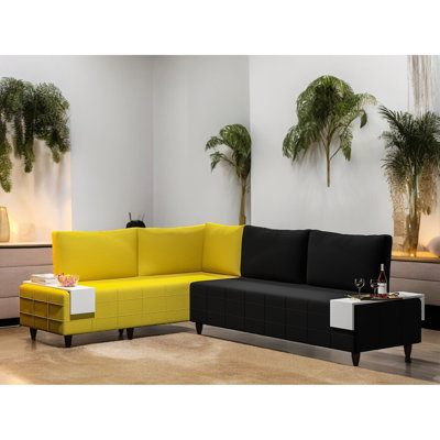 Sectional In Black, Reversible To Customize Room, Cozy Seating Experience, Simple Assembly, 98.4"/70.8" W X 27" D 31" H, 7 Black Sectional, For Different Settings, Comfortable Seat Cushions, Easy Put