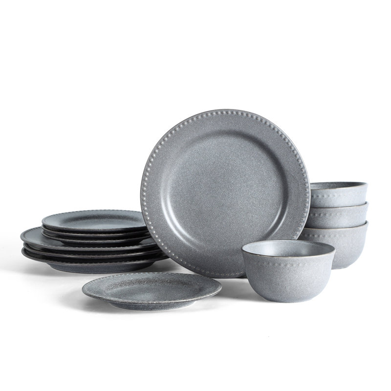 Stone Lain Comet 12-Piece Dinnerware Set Stoneware, Gray