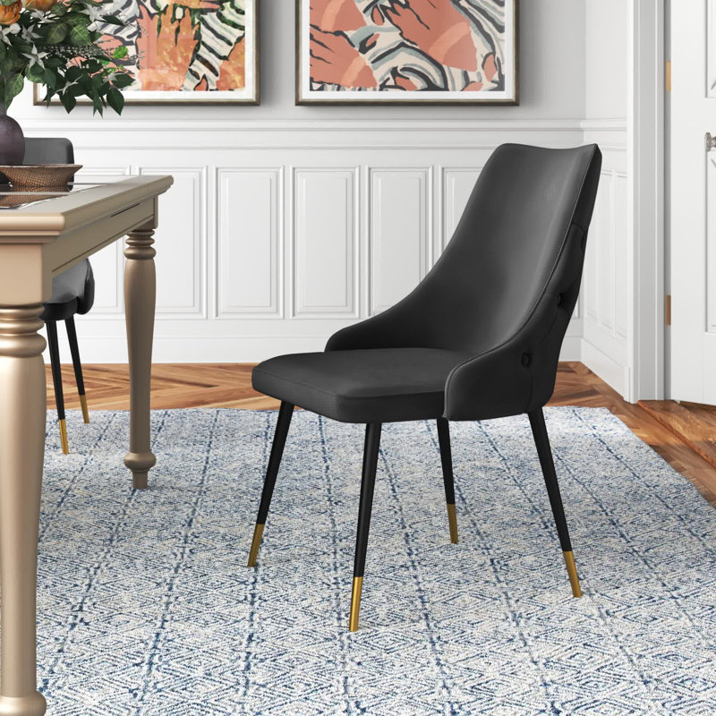 Adorn Button-Tufted Velvet Dining Chair, Black
