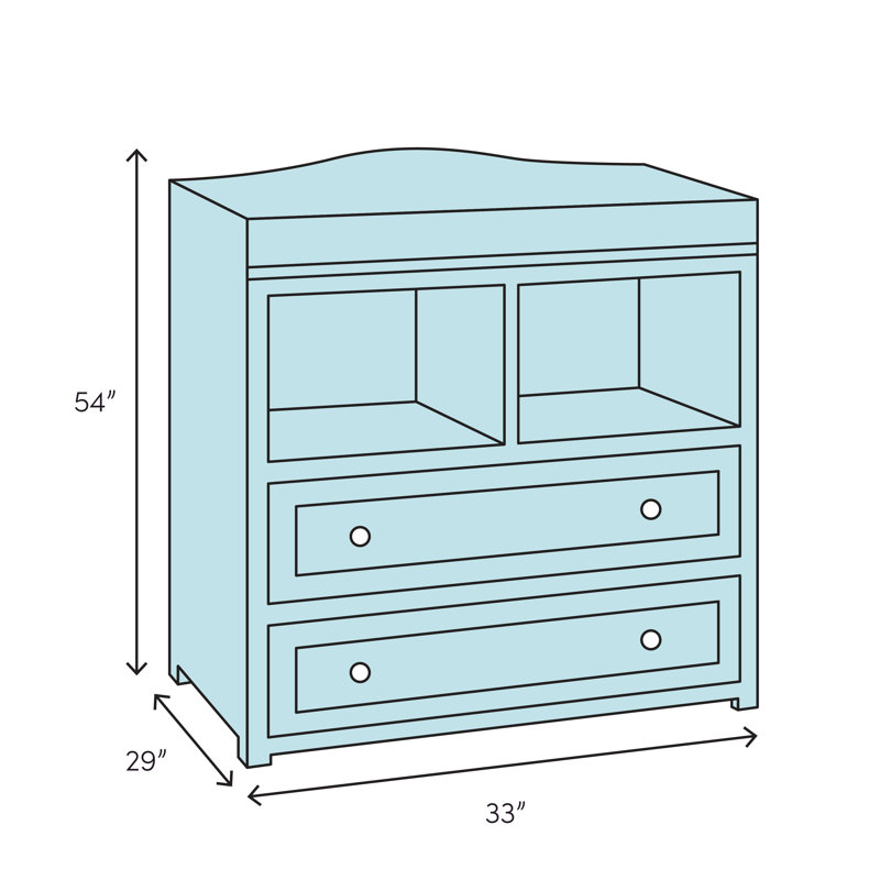 White Solid Wood 3-Drawer Changing Station with Safety Strap
