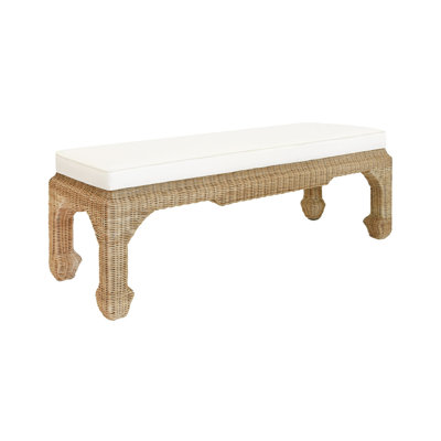 Banc en rotin avec coussin en lin Massey