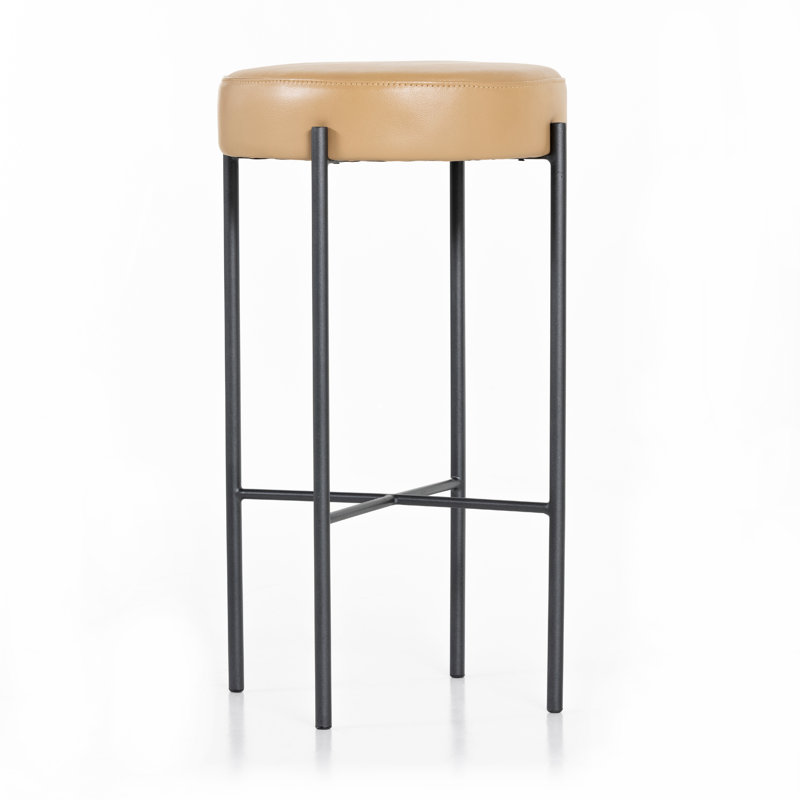 Nocona Bar Stool, Bar Stool (30" Seat Height), Leather - Black
