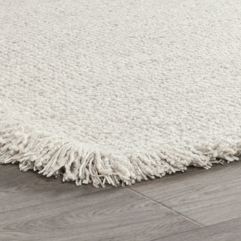 Handmade Ivory Rectangular Wool Blend Area Rug 9' x 12'