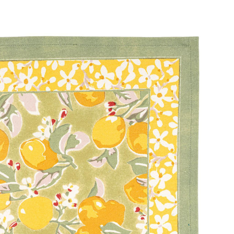 Citron Linen Floral Rectangle Placemat, Vert/Yellow