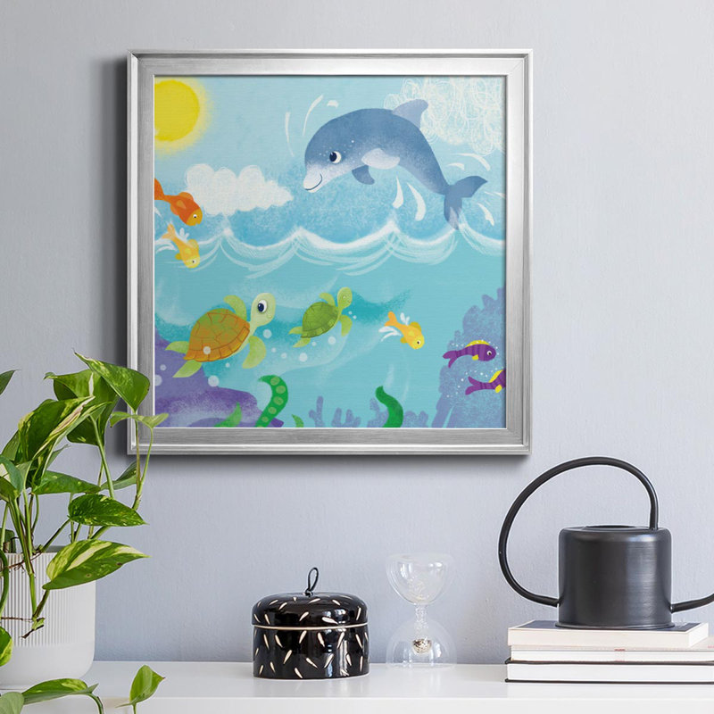 «Mermaid Play II», peinture sur toile encadrée, H 34,5 po x l 34,5 po x P 1,5 po, Argent