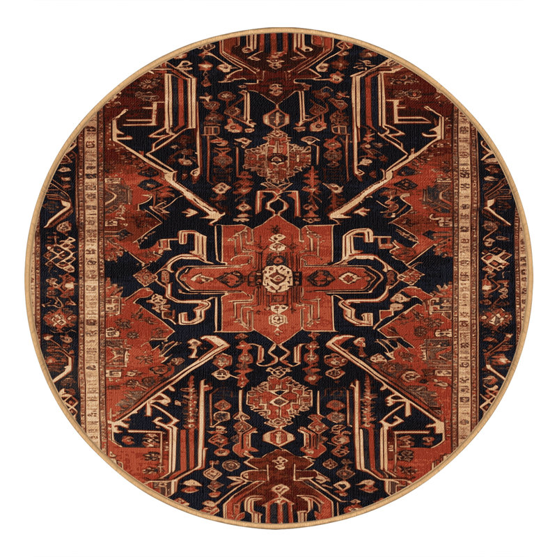 Tapis brun lavable à la machine, Rond 7 pi