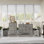 Ensemble de chambre à coucher 4 pièces 4 pièces avec commode 7 tiroirs, commode haute 6 tiroirs et 2 tables de chevet, gris