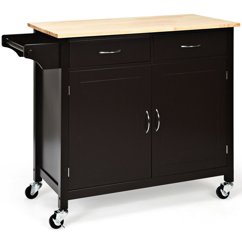 Solid Wood Top Kitchen Island, Brown