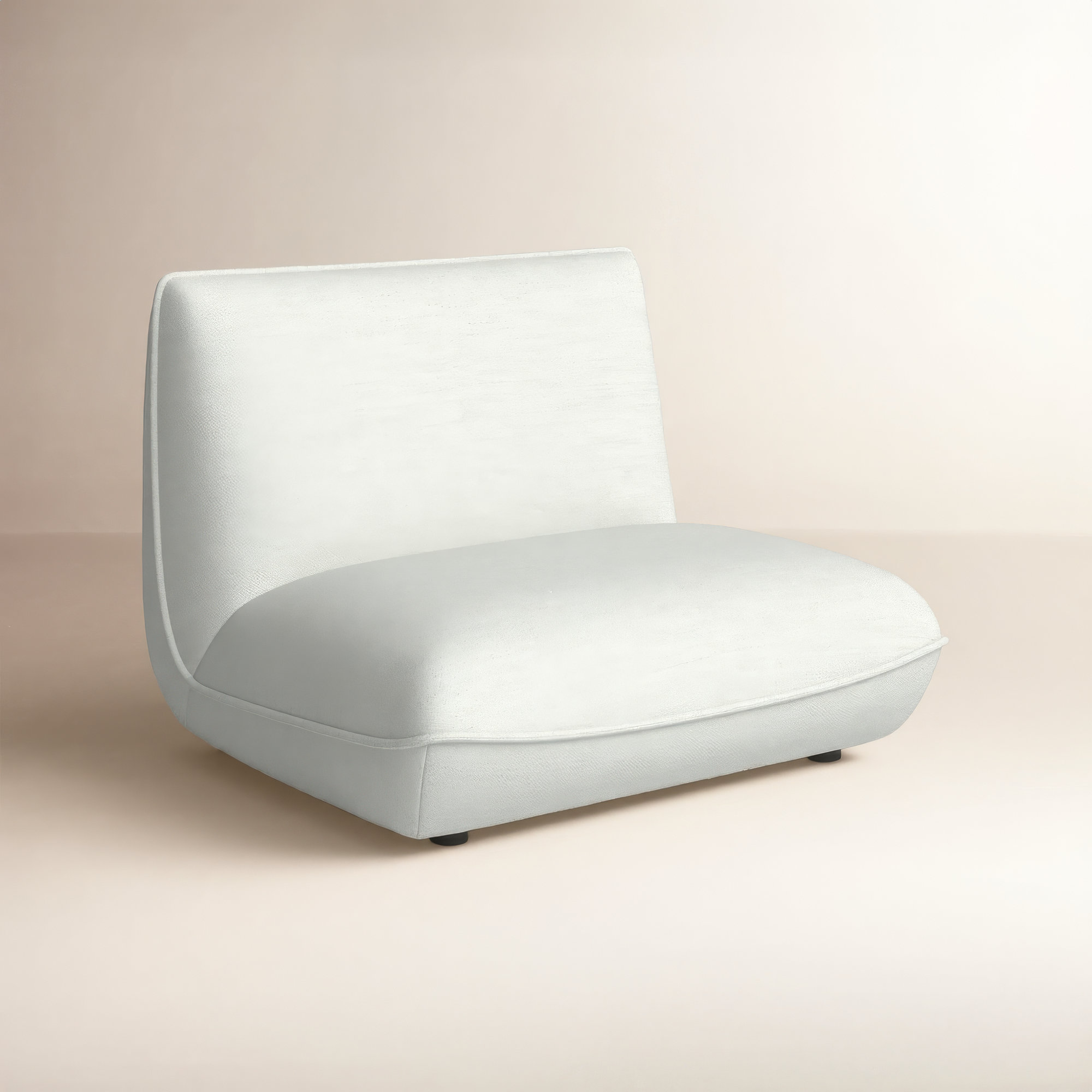 Douglass Upholstered Slipper Chair, White Polyester Blend