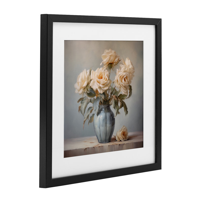 «Vintage Rose Paragon», impression par Steve Hunziker, H 13 po x l 13 po, Cadre noir minuit