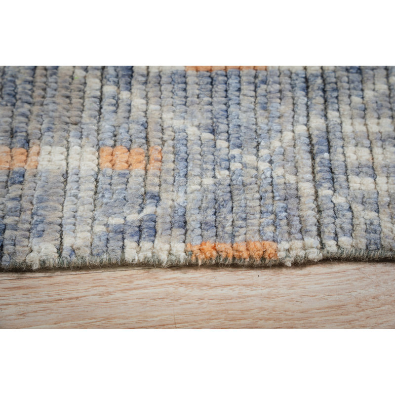 Tapis transitionnel bleu chic en laine noué à la main Chic Marrakech