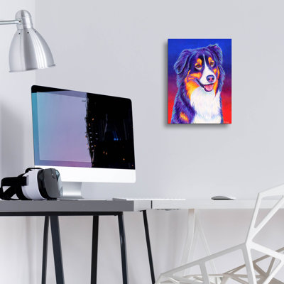 " Colorful Triolor Australian Shepherd " by Rebecca Wang Art