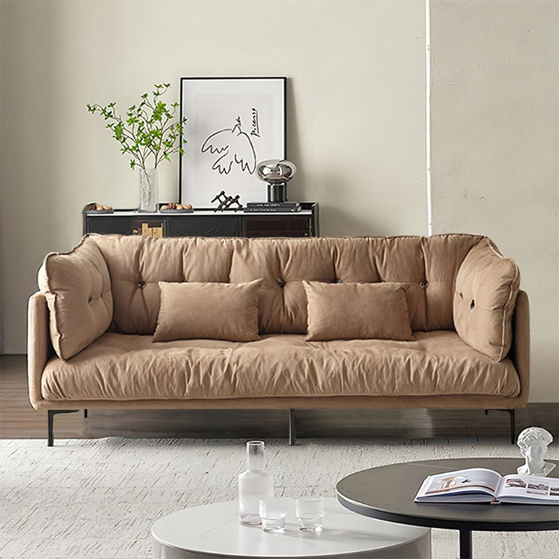 Canapé standard 84,65 po en velours kaki, L 84,65 po x P 37,4 po x H 30,71 po