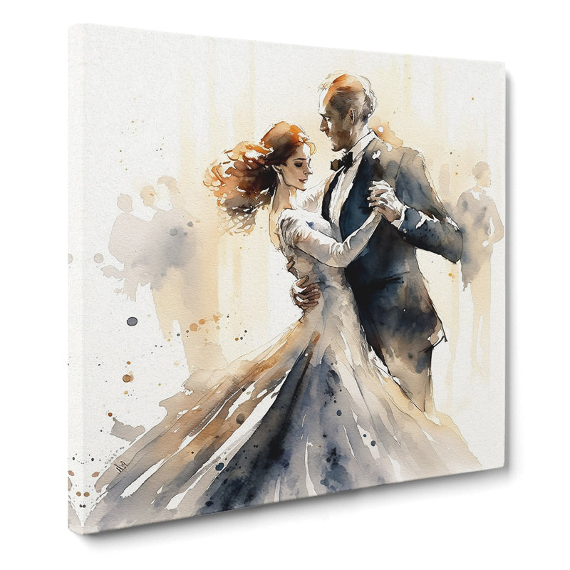 Ballroom Dancing Watercolour - No Frame Print, 50cm H x 50cm W x 3cm D