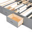 Grand lit plateforme gris avec rangement pour tête de lit en bois, 4 tiroirs et porte-chaussures, Nuance