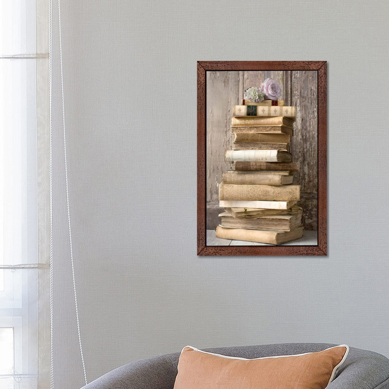 Books I - Print on Canvas, Brown Framed, 66.04 cm H x 45.72 cm W