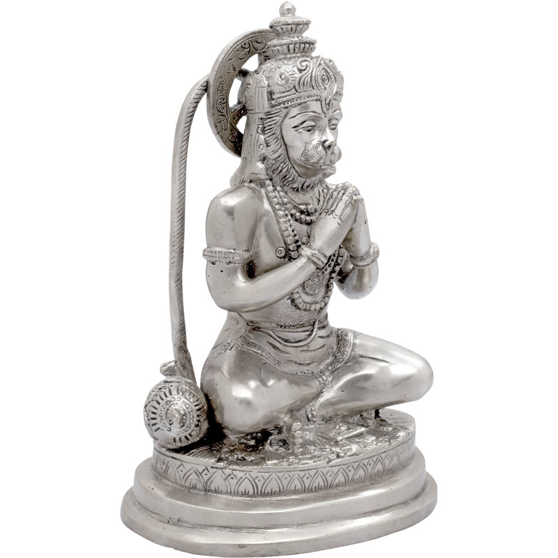Figurine lord Hanuman en prière, Argent