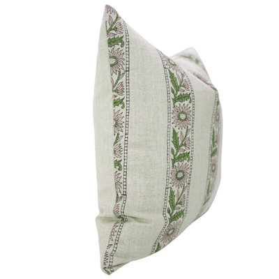 Housse de coussin imprimée à la main Fabividine - Élégant coussin décoratif pour la maison, khush, rose
