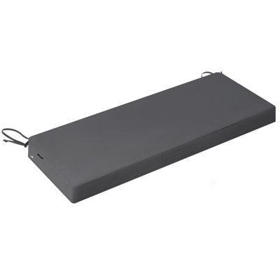 Coussin de chaise de patio Outdooor 48 po x 18 po, coussin de siège en mousse haute densité avec housse imperméable amovible et sangles de fixation, gris foncé, paquet de 1