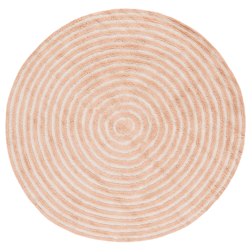 Easy Care 229 Hand Tufted Recycled Cotton Machine Washable Geometric Indoor Use Only Rug, Round 5'