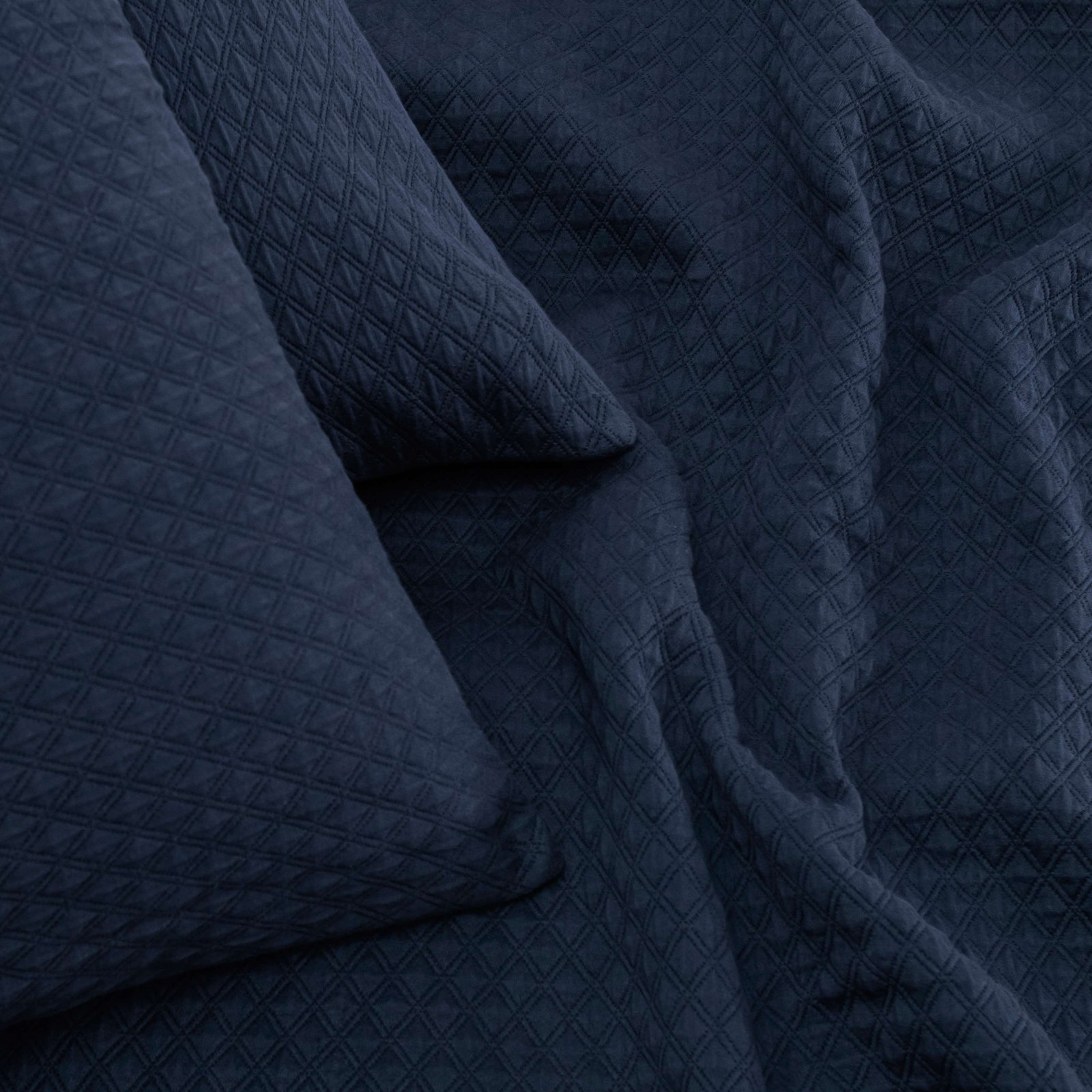 Bridie Cotton Coverlet Set, Full/Queen Coverlet/Bedspread + 2 Standard Shams, Navy
