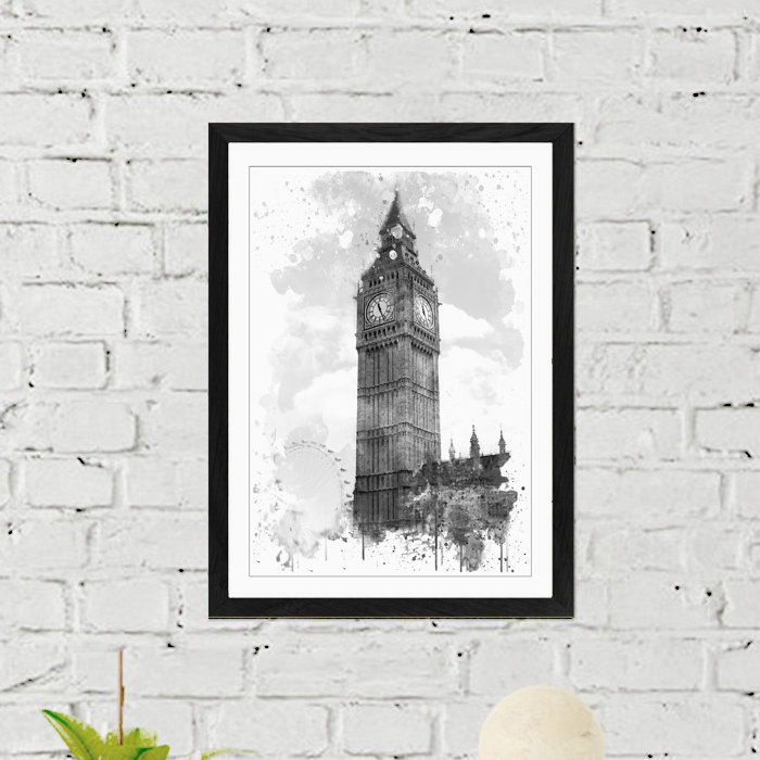 Big Ben London Eye - Wall Art, 62cm H x 45cm W, Framed Picture