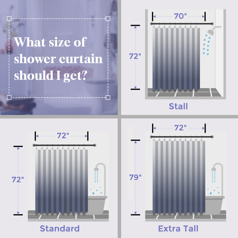 Jaedan Ombre Shower Curtain with Hooks Included, Blue, 72" W x 72" L