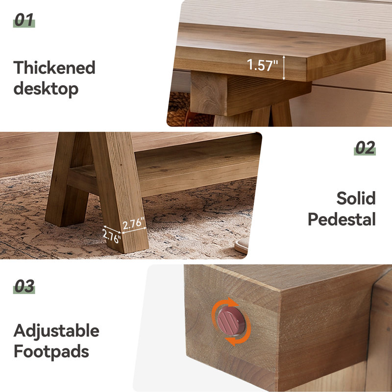 Solid Wood Storage Bench