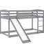 Lit simple gris au-dessus d'un lit superposé avec cadre en bois - fournit un support solide coulissant et convertible pour une gestion efficace de l'espace