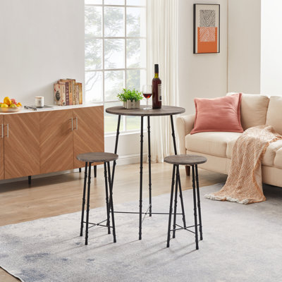 Fenwick 2 - Person Counter Height Dining Table Set Bar Table Set 3-Piece Round Bistro Set