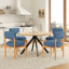 Ensemble de 2 chaises de salle à manger modernes en bois et lin mélangé bleu-1160414071