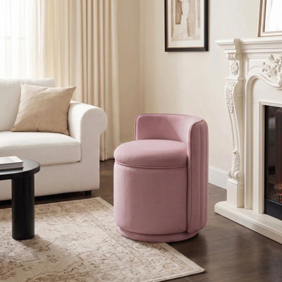 Upholstered Velvet 360° Swivel Storage Vanity Stool