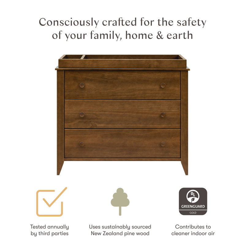 Sprout 3 Drawer Changer Dresser, Natural Walnut