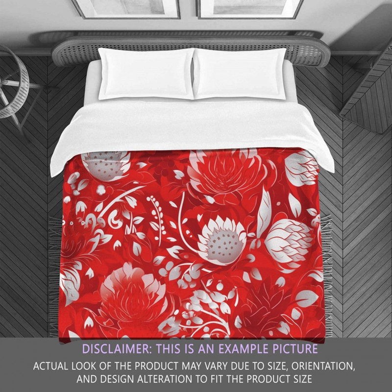 Machine Printed Comforter, Queen Comforter, Red/White