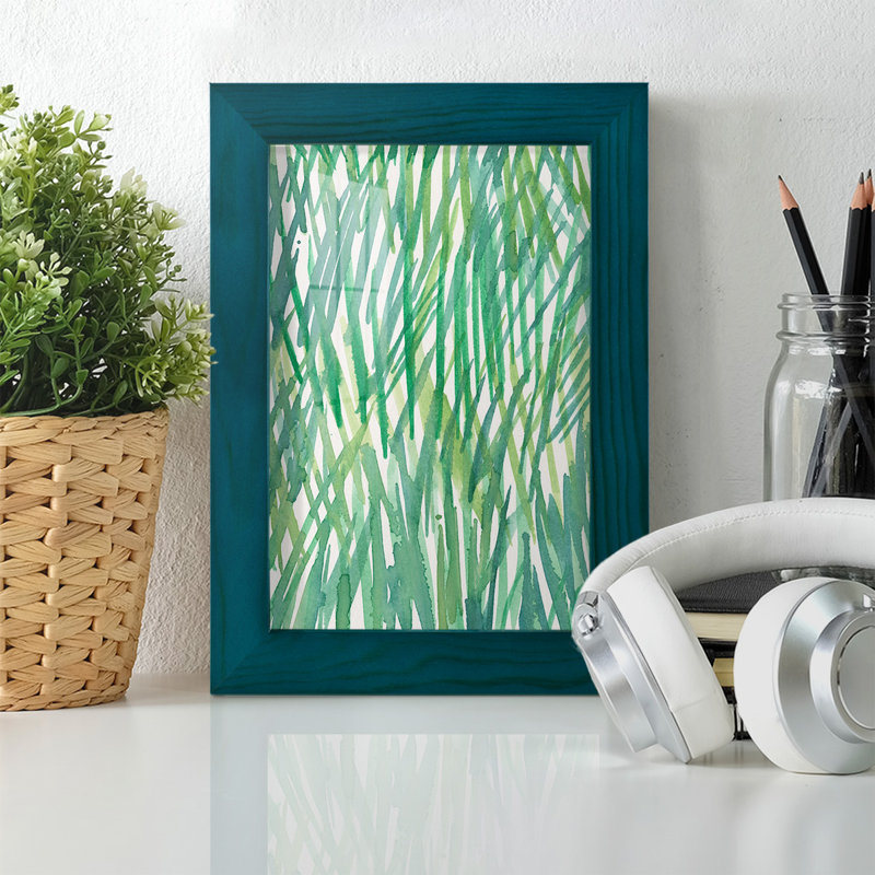 Just Grass I - imprimé, H 8 po x l 6 po x P 1 po, Papier avec cadre bleu