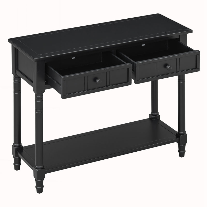 Console de style traditionnel avec deux tiroirs, Noir