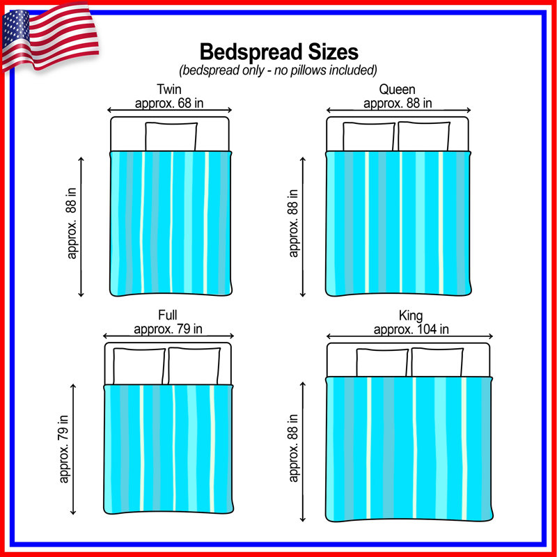 Vertical Blue Stripes Quilted Bedspread All Sizes, Twin