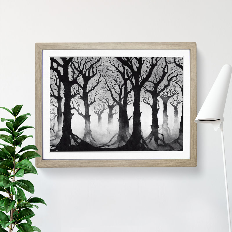 A Feisty Forest - Single Picture Frame Painting, Walnut Framed, 25cm H x 34cm W x 2cm D
