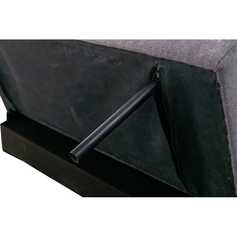 Causeuse-lit convertible 3-en-1 en lin avec poche latérale, Gris foncé
